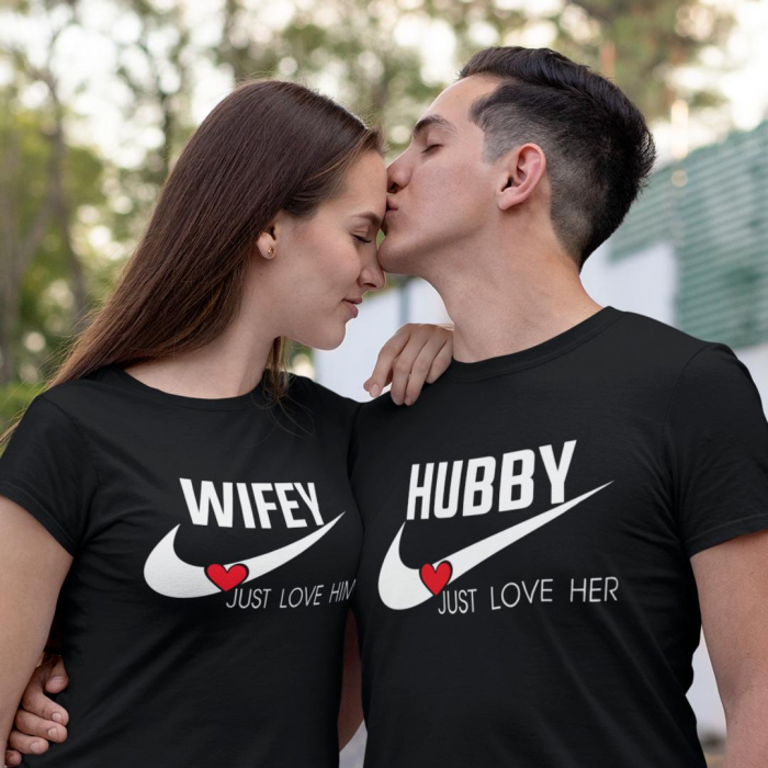 Set 2 Tricouri Personalizate - Hubby Wifey - just love her/him   [2]