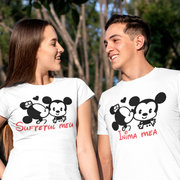 Set 2 Tricouri Personalizate Cuplu - Mickey si Minnie inima si sufletul   [1]