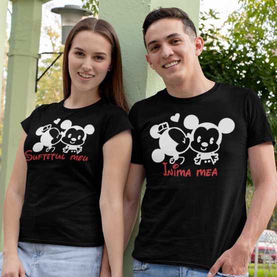 Set 2 Tricouri Personalizate Cuplu - Mickey si Minnie inima si sufletul   [2]