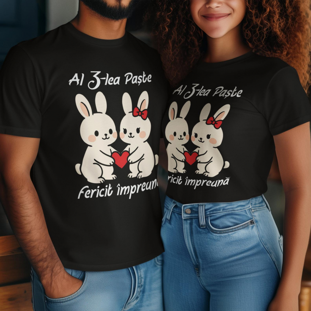 Set 2 Tricouri Personalizate Paste - Al 3-lea Paste impreuna iepurasi   [2]