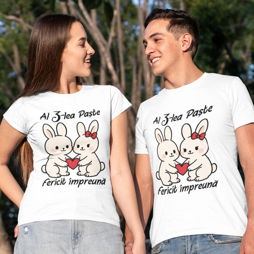 Set 2 Tricouri Personalizate Paste - Al 3-lea Paste impreuna iepurasi   [1]