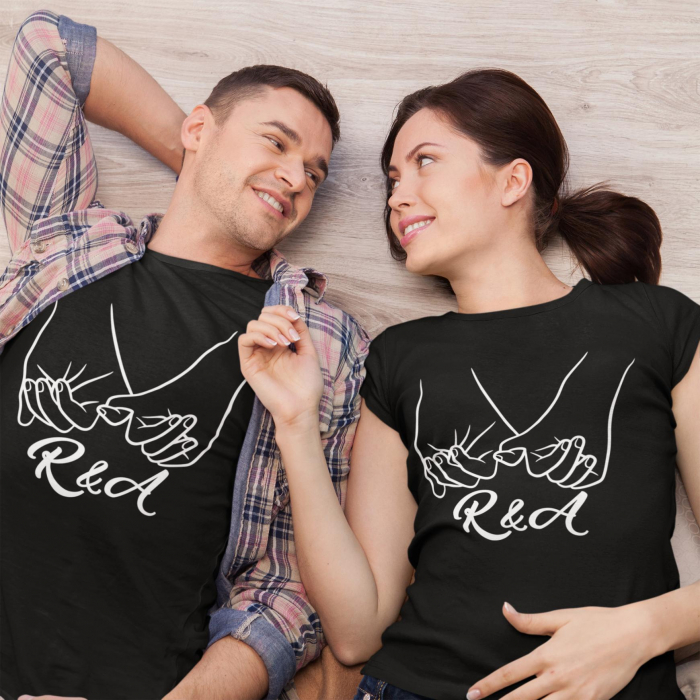 Set 2 Tricouri Personalizate Cuplu - Maini si initiale   [1]