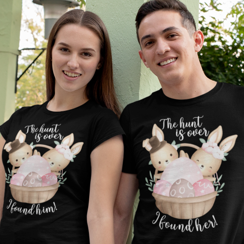 Set 2 Tricouri Personalizate - The hunt is over I found him / her   [1]