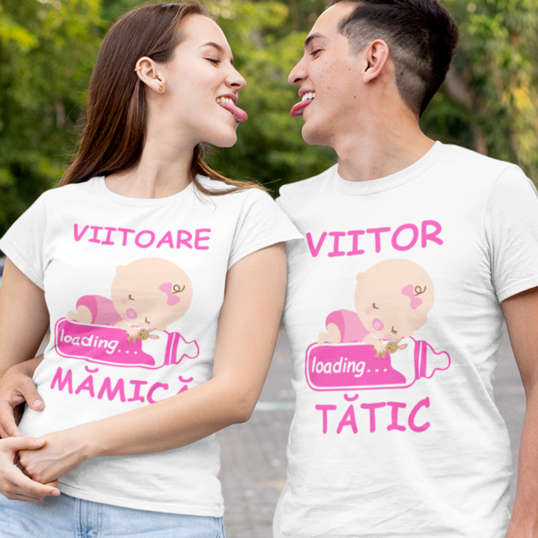 Set 2 Tricouri Personalizate - Viitori parinti bebe fetita   [2]