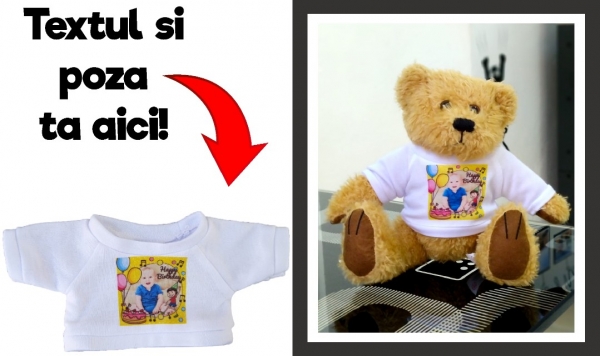 Ursulet de plus personalizat cu poza - Culoare Kaki [4]