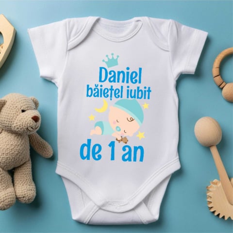 Body Si Tricouri Copii - Body Personalizat - Baietel iubit de 1 an / 2 ani / 3 ani cu nume