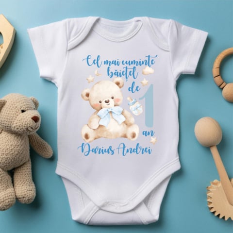 Body Si Tricouri Copii - Body Personalizat - Cel mai cuminte baietel de 1 an / 2 ani / 3 ani ursulet