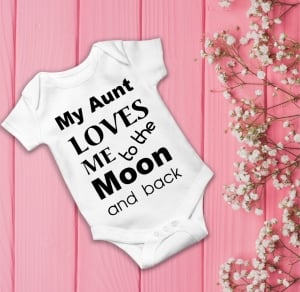 Body Si Tricouri Copii - Body Personalizat - My aunt loves me to the moon and back