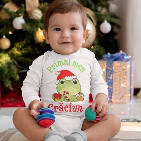 Body Si Tricouri Copii - Body Personalizat - Primul meu craciun broscuta