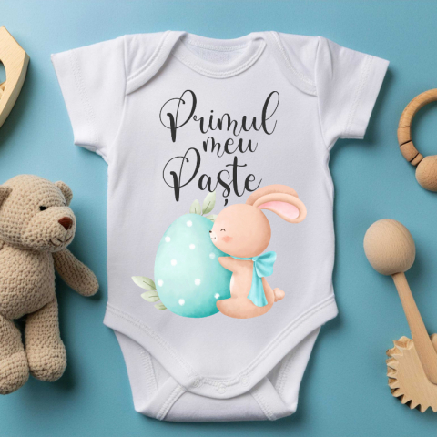Body Si Tricouri Copii - Body Personalizat - Primul meu Paste iepuras baietel