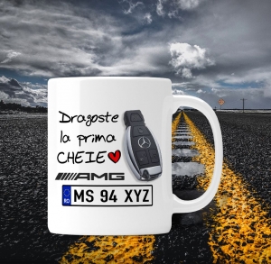 Cani personalizate - Cana personalizata Auto Mercedes Benz - Dragoste La Prima Cheie