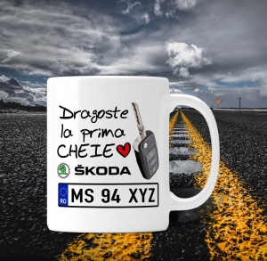 Cani personalizate - Cana personalizata Auto Skoda - Dragoste La Prima Cheie