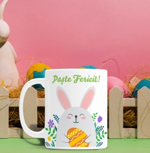 Cani de Paste - Cana personalizata de Paste Cu Poza - Paste Fericit!