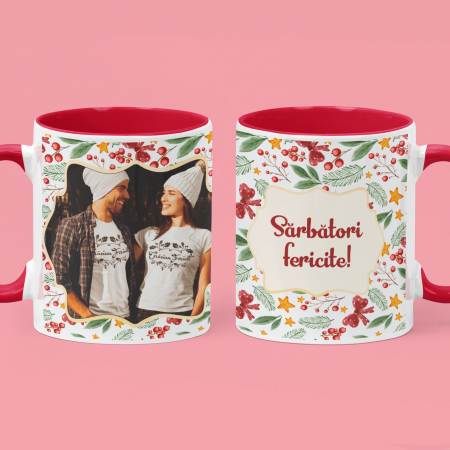 Cani de Craciun - Cana Personalizata De Craciun Cu Poza - Sarbatori fericite