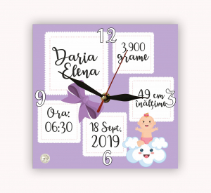 Ceas Personalizat - Ceas Sticla Personalizat - Nou Nascut