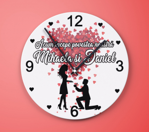 Ceas Personalizat - Ceas Sticla Personalizat Rotund - Povestea Noastra