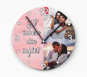 Ceas Personalizat - Ceas Sticla Personalizat Rotund - Te Iubesc Din Suflet