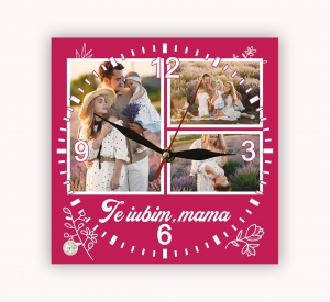 Ceas Personalizat - Ceas Sticla Personalizat - Te Iubim Mama