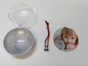 Glob in forma de Disc Cu Poza Pentru Brad - Glitter  Argintiu 10cm [4]