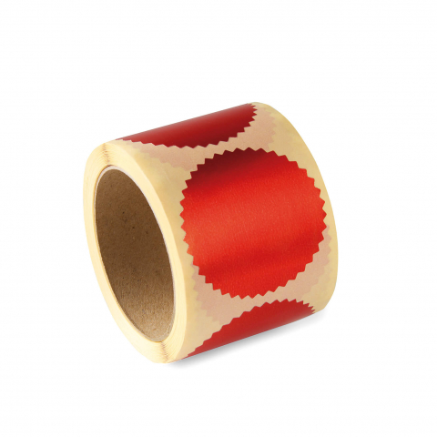 Timbru sec - Eticheta rosie timbru sec - Diametru 55 mm