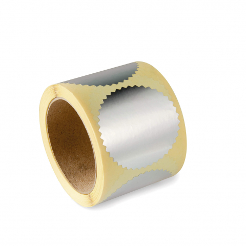 Timbru sec - Eticheta argintie timbru sec - Diametru 55 mm