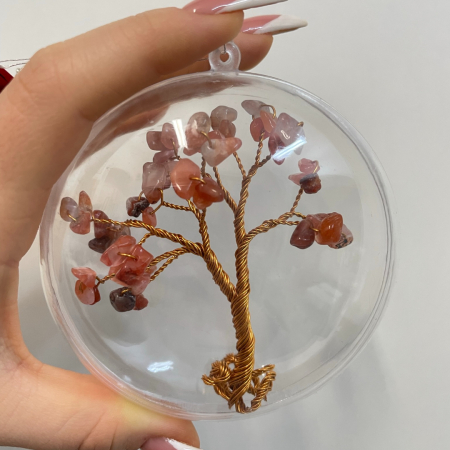 Articole Handmade - Glob pentru brad cu pietre semipretioase - Carneol 010