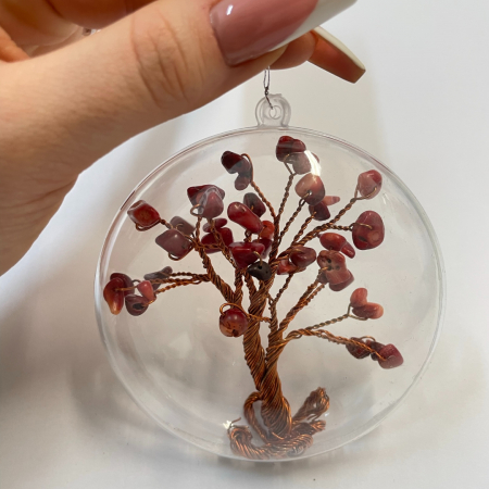 Articole Handmade - Glob pentru brad cu pietre semipretioase - Cuart Rosu 005