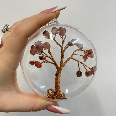 Articole Handmade - Glob pentru brad cu pietre semipretioase - Carneol 011