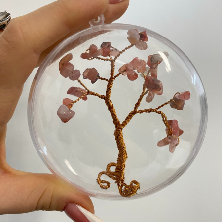 Articole Handmade - Glob pentru brad cu pietre semipretioase - Carneol 017