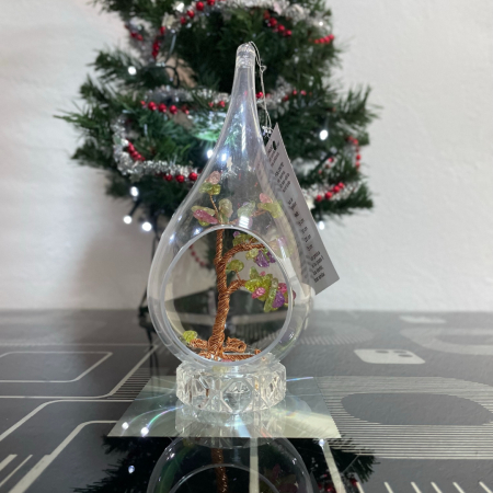 Articole Handmade - Glob pentru brad cu pietre semipretioase - Cipsuri crackle 040