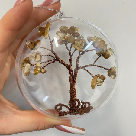 Articole Handmade - Glob pentru brad cu pietre semipretioase - Agat indian + Citrin 009