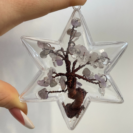 Articole Handmade - Glob pentru brad cu pietre semipretioase - Cristale de stanca 024