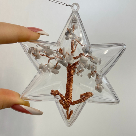 Articole Handmade - Glob pentru brad cu pietre semipretioase - Cristale de stanca howlit 029