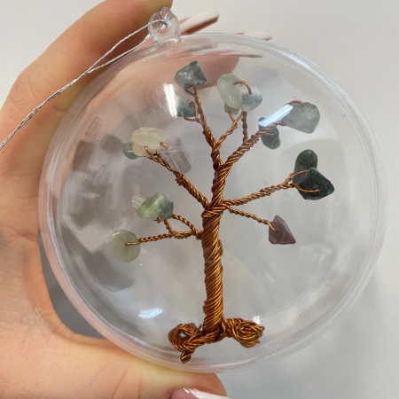 Articole Handmade - Glob pentru brad cu pietre semipretioase - Fluorit 006