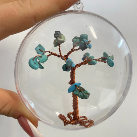 Articole Handmade - Glob pentru brad cu pietre semipretioase - Turcoaz 023