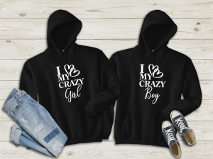 Set 2 Hanorace cuplu personalizate - I love my crazy boy / girl [1]
