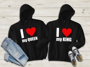 Hanorace cuplu personalizate - I love my queen / king [1]