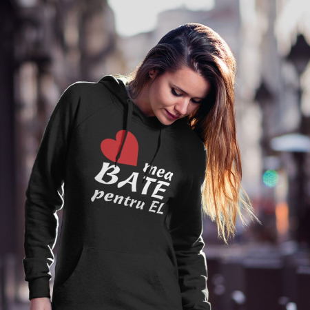 Lichidari de stoc - Promotie Hanorac Dama S Personalizat - Inima mea bate pentru el