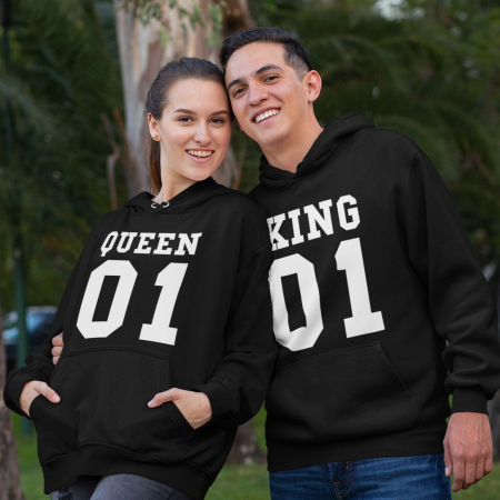 Hanorace personalizate - Set 2 Hanorace cuplu personalizate - King and queen 3