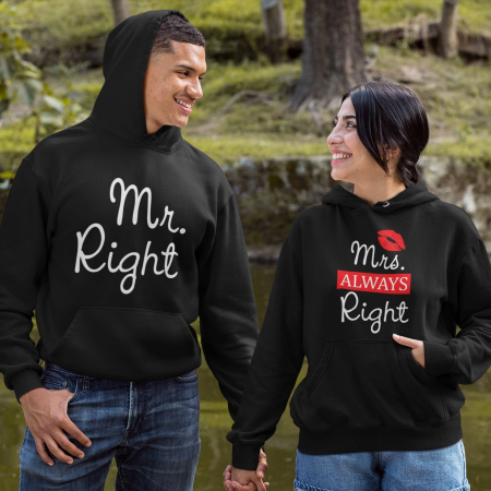 Hanorace cuplu personalizate - Mr. Right / Mrs. Right [0]