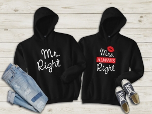 Hanorace cuplu personalizate - Mr. Right / Mrs. Right [1]