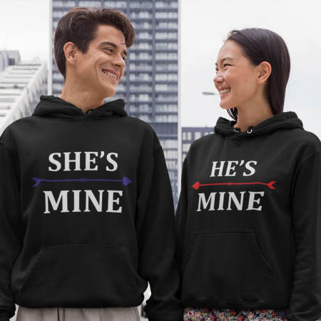 Hanorace personalizate - Set 2 Hanorace cuplu personalizate - She's mine / He's mine