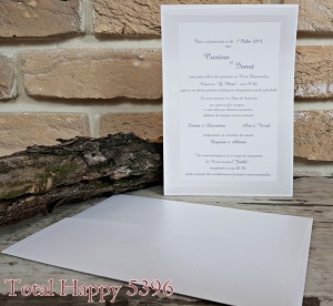 Nunta - Invitatie de botez eleganta alba cu argintiu - cod 5396