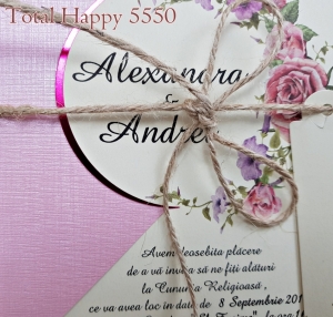 Invitatie de botez delicata multicolora cu flori - cod 5550 [1]