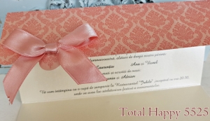Invitatie de botez baroc roz cu fundita - cod 5525 [1]