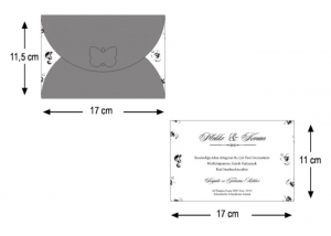 Invitatie de botez eleganta maro cu flori si model auriu - cod 2717 [3]