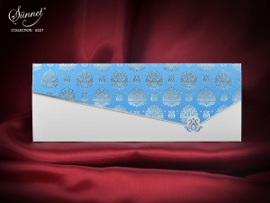 Nunta - Invitatie de botez eleganta albastra cu argintiu - cod 6227