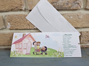 Invitatie de botez amuzanta cu familie si casa - cod 8020 [2]