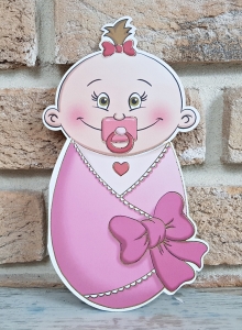 Invitatie de botez amuzanta roz cu bebe - cod 8023 [1]