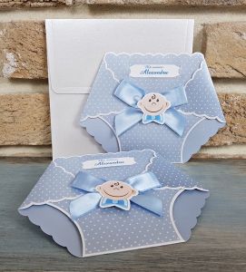 Nunta - Invitatie de botez amuzanta chilotel albastru - cod 8026